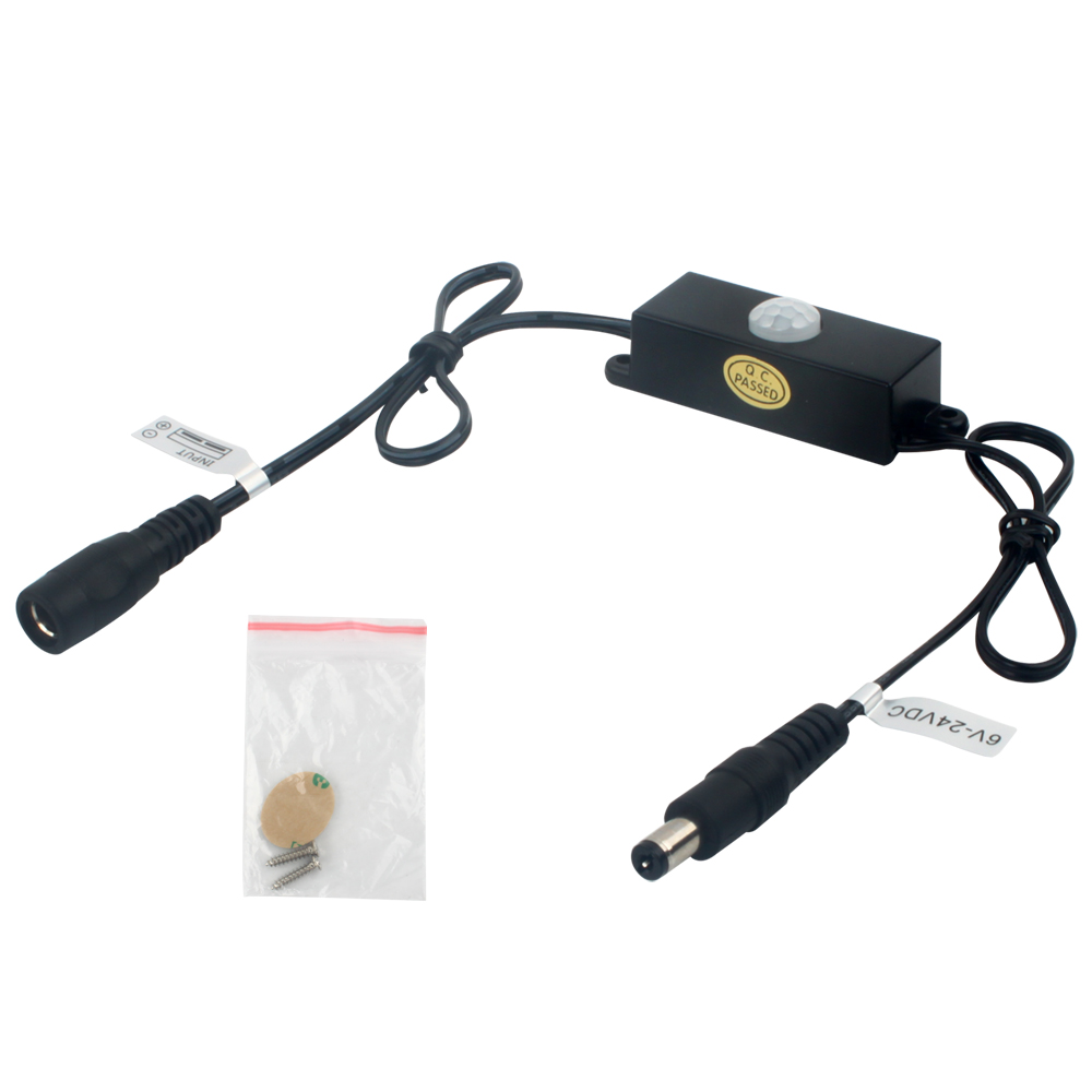 DC 5V-24V 5A PIR Motion Activated Sensor Switch DC Jack Plug for LED Strip Light