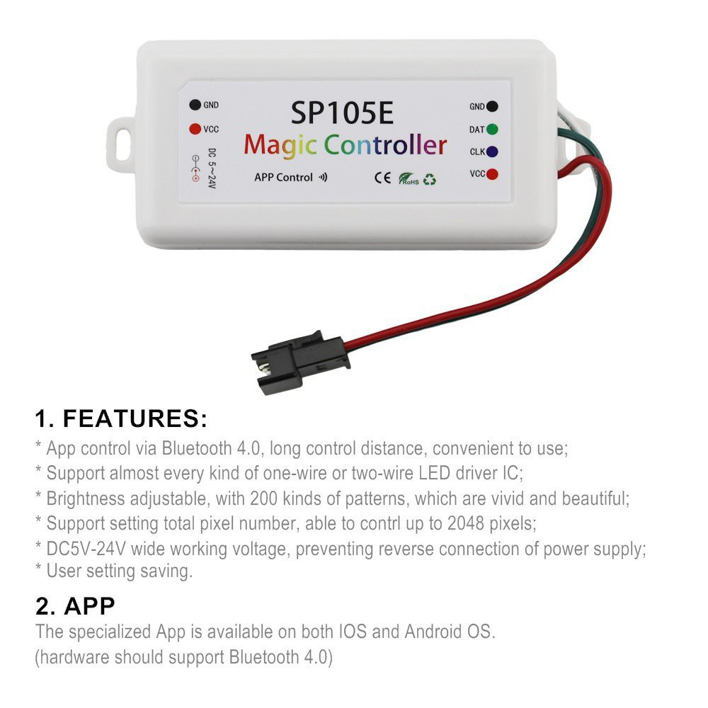 SP105E Bluetooth Magic Controller iOS Android APP for